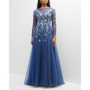 Basix Embroidered Long-Sleeve Gown US 6 $900